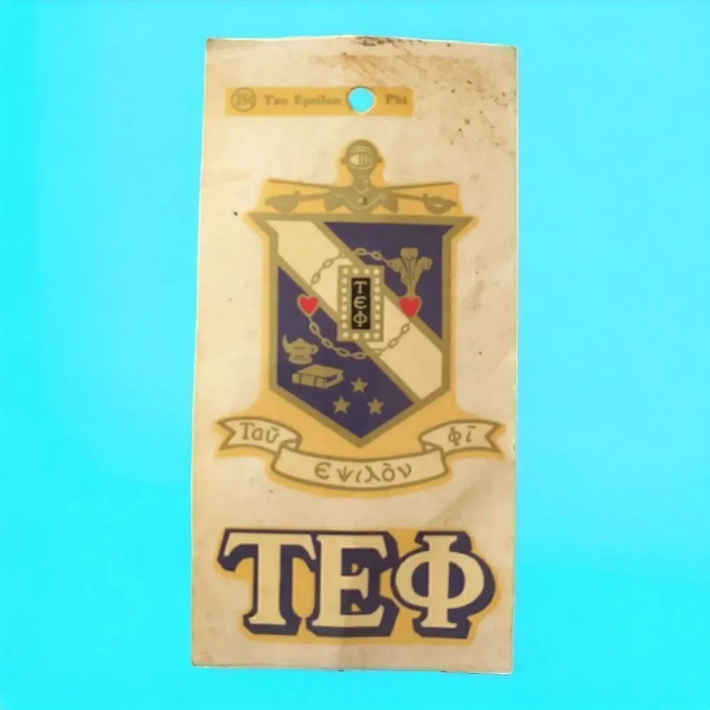 Vintage 70s Tau Epsilon Phi Decal‎ TEP Fraternity Crest Water Slide Greek NOS